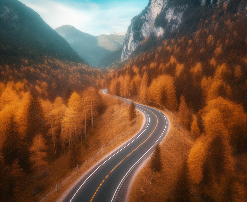 高速公路两边都是发黄的树叶背景图,高清,摄影图,摄影图片,图片大全,摄影图免费下载